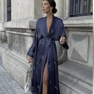 ZARA Beaded Kimono Dress Limited Edition (Grey Blue)